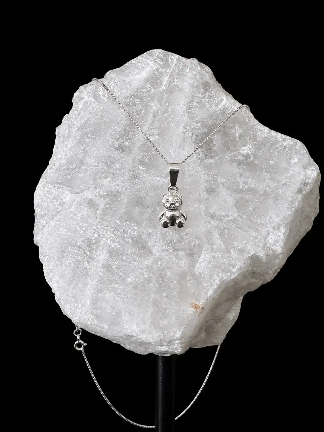 Women's 925 Sterling Silver Bear Charm Necklace, Modern Minimalist Jewelry, 18in 1mm Polished Chain, High-Quality Adult Accessory for Gifting to Someone Important & Daily Wear, Adults