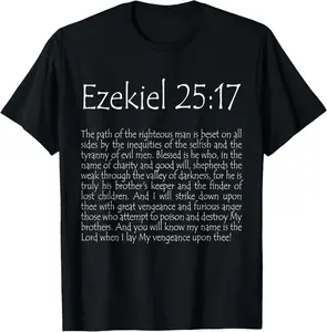 100% Cotton Ezekiel 25:17 Dark T-Shirt T-Shirt Graphic Vintage Short Sleeve Tee