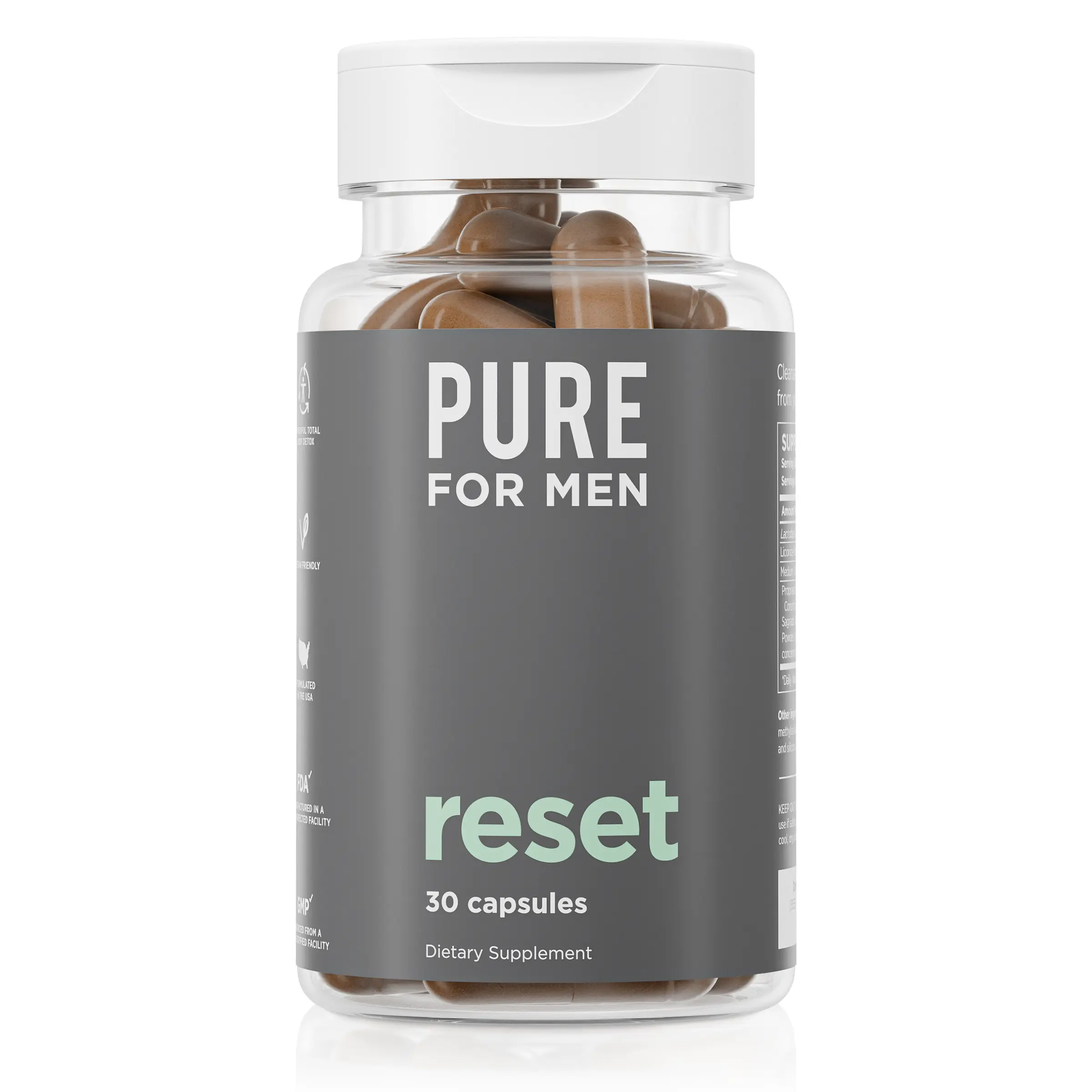 Reset | Pure for Men | Detox Supplement | Promotes Digestive & Gut Health, Helps Remove Toxins