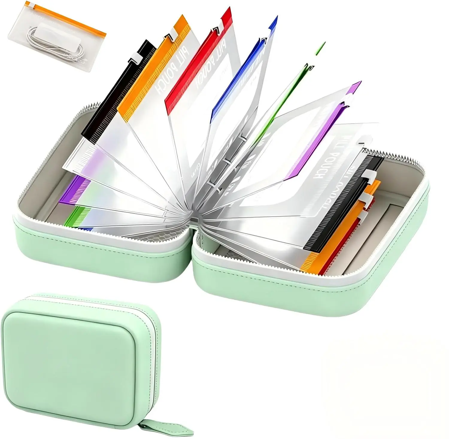Waterproof Pill Pouch Set with 14 Color-Coded Medicine Pouches, A8 Waterproof Pill Organizer Set for Storing and Organizing Pills and Other Small Items