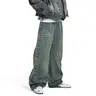 inflation Men's Retro Flared Denim Jeans - Menswear Flare Pants Jeans with Vintage Beaded Cat Whisker Design, Fitted Cut, Casual Streetwear Clothing Clothes for Daily Wear