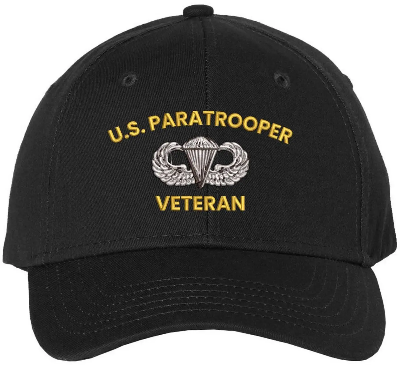 US Paratrooper Veteran Embroidered Baseball Cap | Basic Parachutist Badge Military Cotton Hat for Men & Women