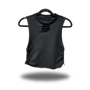 BRAIDED ROAD RASH BLACK CROP TANK TOP 1.0