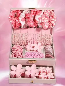 106pcs Pink Girl Heart Hair Accessories Set Birthday Gift, Pink Bowknot Hairpin Hairpin Hair Rope Hairpin Multi-headdress Set, Exquisite High Sense Holiday Gift for Girls to Send Friends Preferred