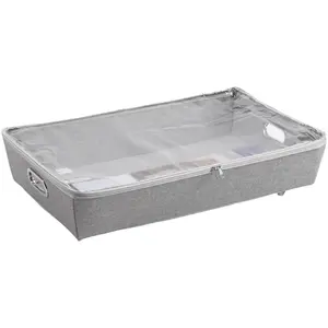 311427010 - Under the Bed Rolling Storage Organizer Bin with Zipper for Sorting Shoes and Clothing, Gray