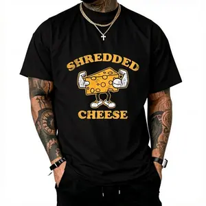 Mens Shredded Cheese Shir Funny Cheesy Buff Workou Joke ee for Guys Mens Funny Shirs Cool Vinage Fashion -Shir Gif Classic Menswear Finess Apparel for Men Funny Food Shor Sleeve Novely ees for Black -