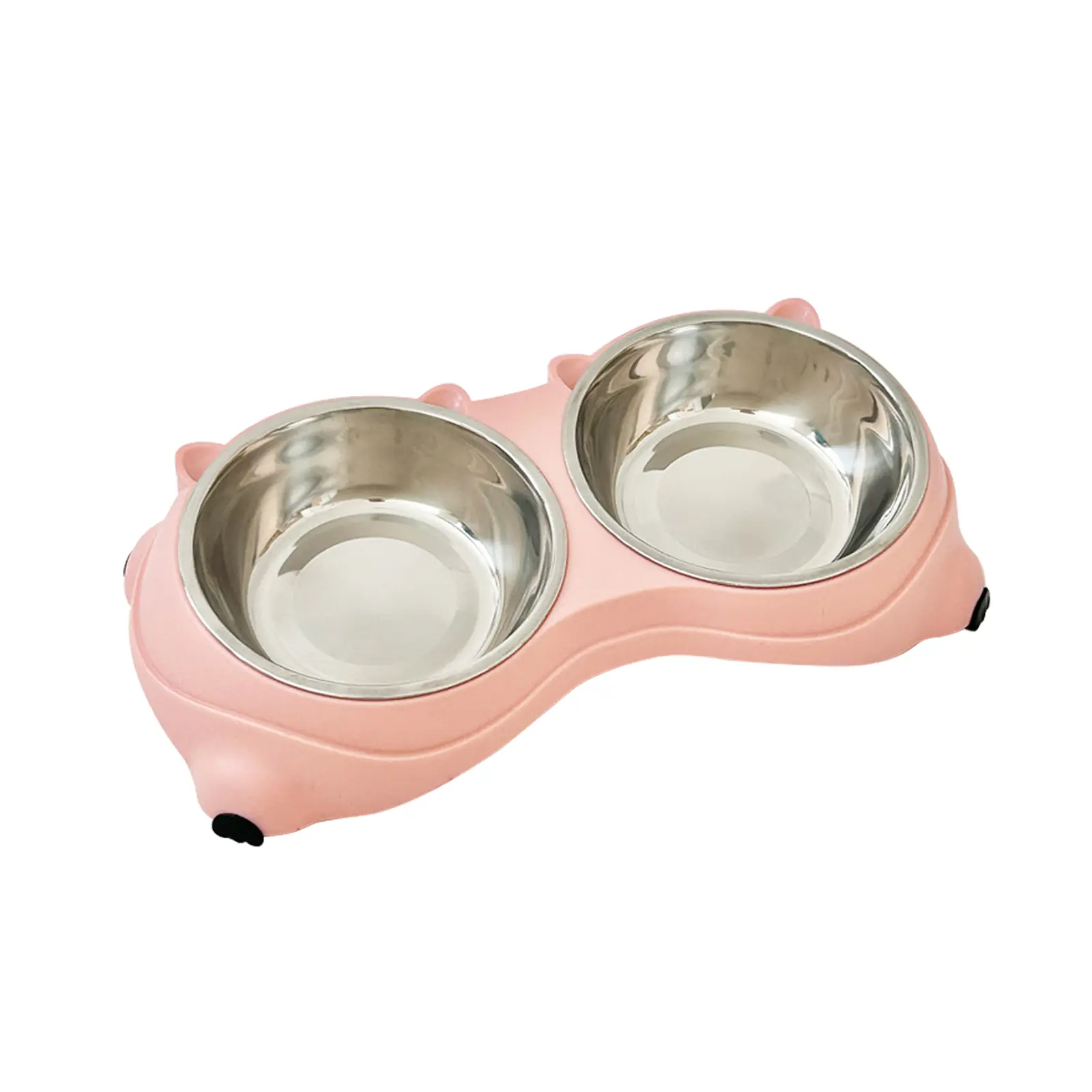Double Stainless Steel Cat & Dog Bowls, 15° Tilted Raised Pet Feeding Bowl Set with Removable Metal Bowls, Non-Slip Double Bowl Feeder for Food and Water, Easy Clean Elevated Pet Dish for Cats, Puppies and Small Dogs