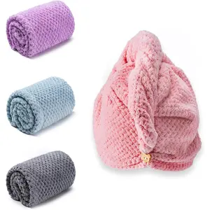 Hair Towel Wrap, 4 Packs 9.8 x 25.6 Inch Towel Turbans for Wet Hair, Dry Hair Towel, Headbands for Curly and Long Hair - Bathroom -Have for Ladies