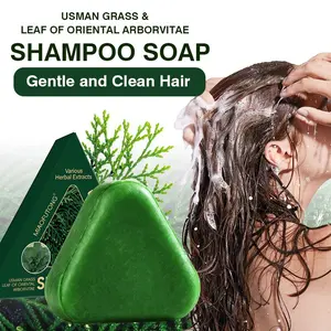 Shampoo Bar 120g - 14 Herbal Extracts Usma Grass Polygonum Multiflorum Tea Tree - Sulfate-Free Biotin Hair Growth Soap for Thinning Hair
