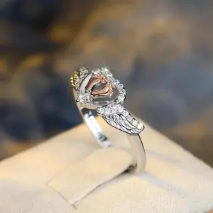 Mom Of An Angel Ring - Baby Memorial Ring, Fashion Angel Wing Ring Women Mother, Baby Angel Jewelry, Exquisite Elegant Angel Wing Boys Girls Feet Ring  Gifts for Her Mom Wife for Birthday Momther's Day