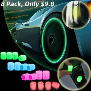 8 Pack, Only $9.8Luminous Tire Valve Stem Capsfor Car, 8PCS Fluorescent Glow in The DarkAir Caps Cover, Illuminated CorrosionResistant Tire Pressure Caps, Universal forCar, Truck, SUV, Motorcycles, Bike (Green)
