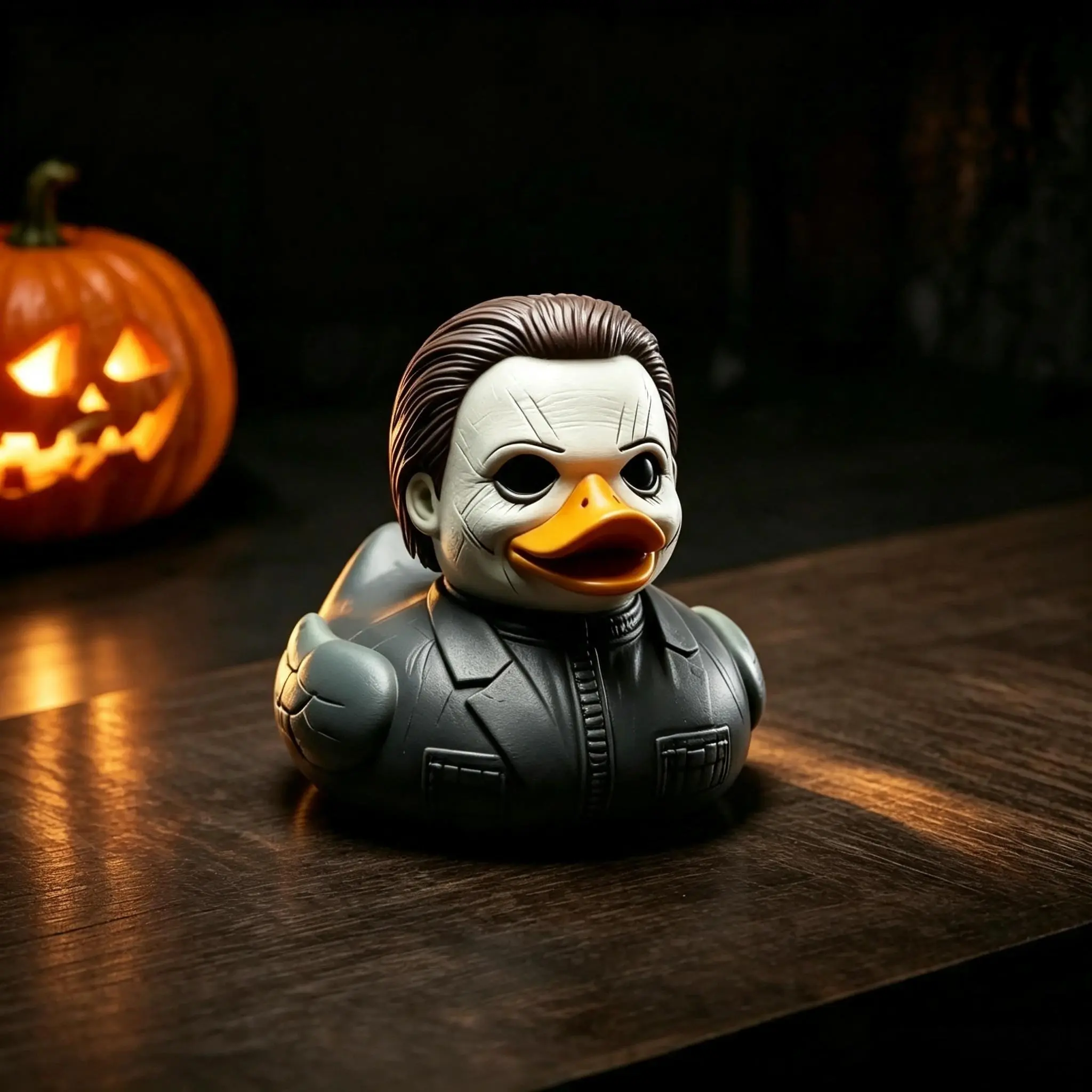 Horror Movie Themed Halloween Duck Decorative Figurine - Creepy Cute Collectible Ornament, Ideal Gift for Home, Office Desk Decor