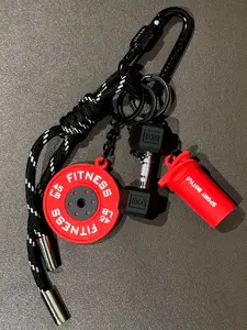 Detachable Dumbbell & Barbell Keychain Set, Wristlet Strap Key, Perfect Gift for Fitness Enthusiasts, DIY Bag Accessories, 5 Styles Available, Charms