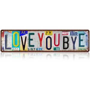 Vintage Love You Bye Wall Decor Street Signs Home Bar Coffee Metal Tin Signs 16 x 4 Inches Room