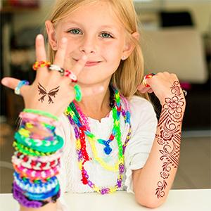 Temporary Stencils Tattoos Kit, 4 Pcs Tattoo Cones 3 Color (2 Black 1 Maroon 1 Cherry Red) with Gloves Brush Tool,DIY Body Art Skin Painting Designs for Women Men Kids Party Gifts, Organic Mehandi Temporary Tattoo&Hair Color,hair dye kit,color,shiny hair