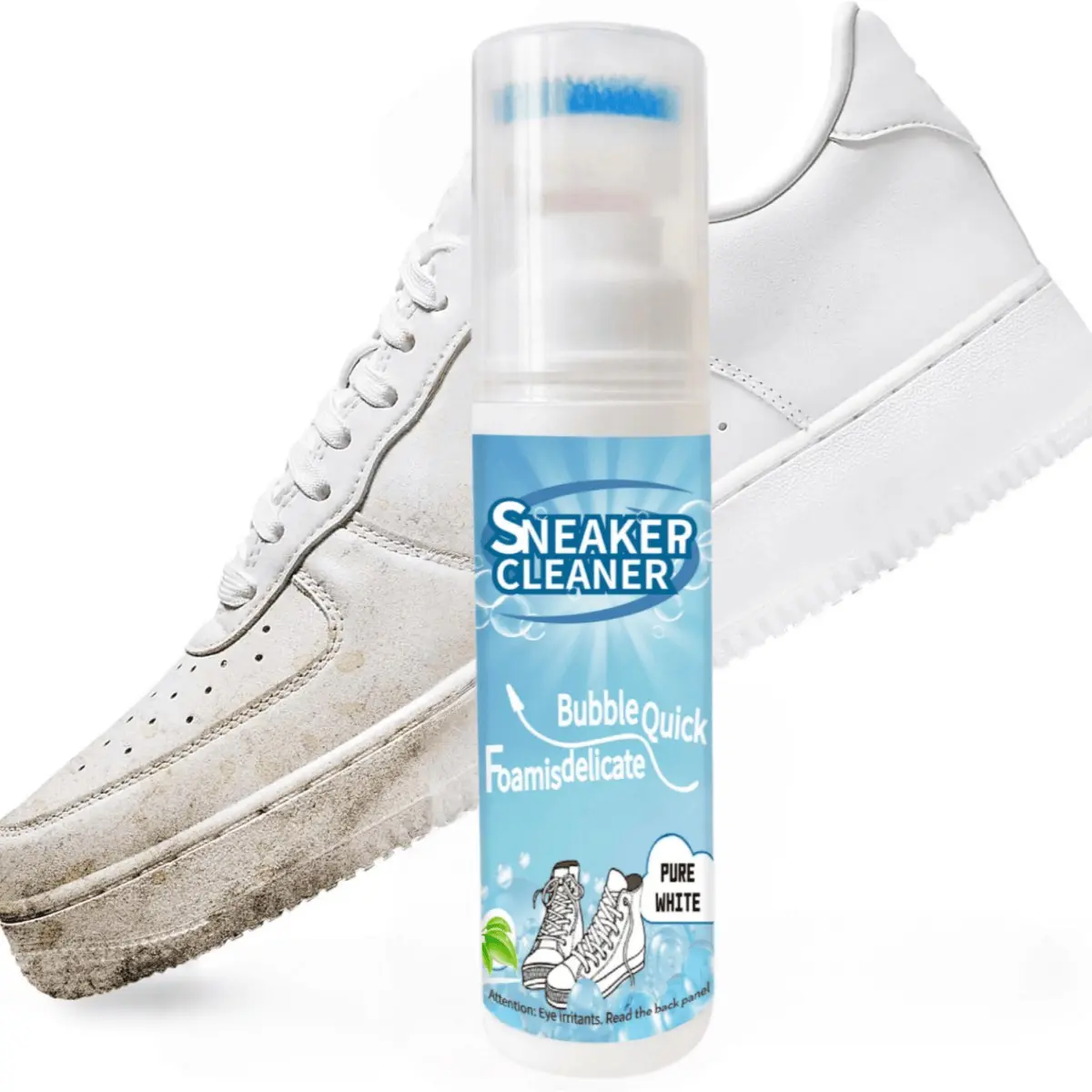 Shoe Cleaner Set, 2-piece 2.76 oz Shoe Cleaning Kit for Leather, Canvas, Nubuck and PU Sneakers, with Random Color Brush, Shoe Care and Footwear Cleaner, Suede Shoe Cleaner Kit, Shoecare Kit