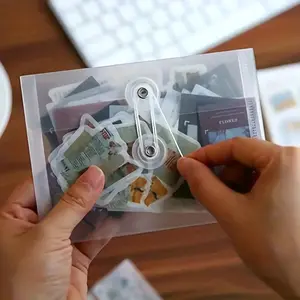 6.2IN 5pcs Crafts Storage Bags, Transparent Bills File Bags, Visible Portable Retro Lightweight Bags For Scrapbook Sticker Note, Organizer Supplies, Space Saving Bags