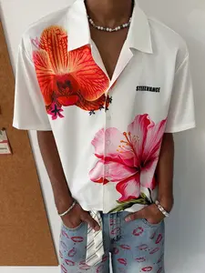 Men's Floral Print Short Sleeve T-Shirt, Casual Summer Shirt with Beautiful Flower Pattern, Perfect for Daily Wear