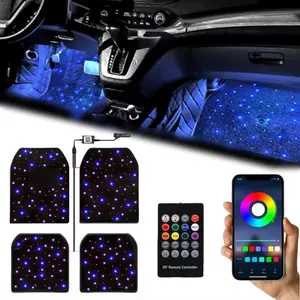 4/2PCS/Set Star Light Car Floor Mats Interior Ambient Lighting LED Galaxy Light Up Car Mats Floor Carpet Starlights For Car
