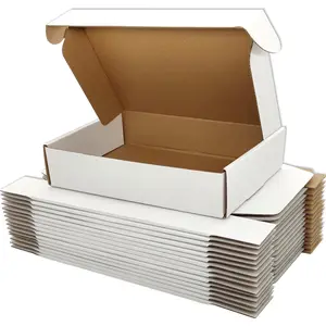 7x5x2 inches Small Shipping Boxes Set of 50 - White Mailer Corrugated Cardboard Boxes for Shipping Packaging Mailing Products