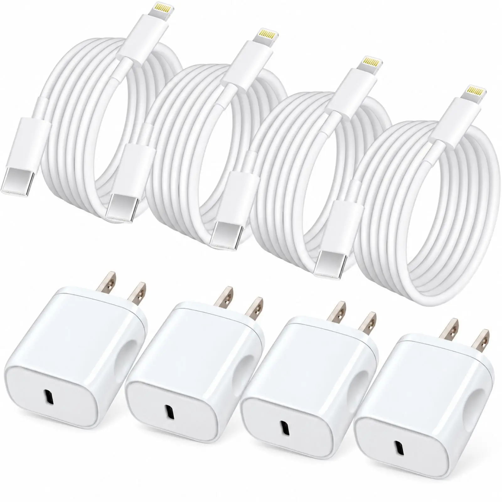 For iPhone 14 Fast Charging, 4 Pack 20W Fast Charger Cube  6 FT USB CL Charger Cord, Charger Compatible with iP14 13 12 11 Pro Max,14 Plus,XR,XSMAX