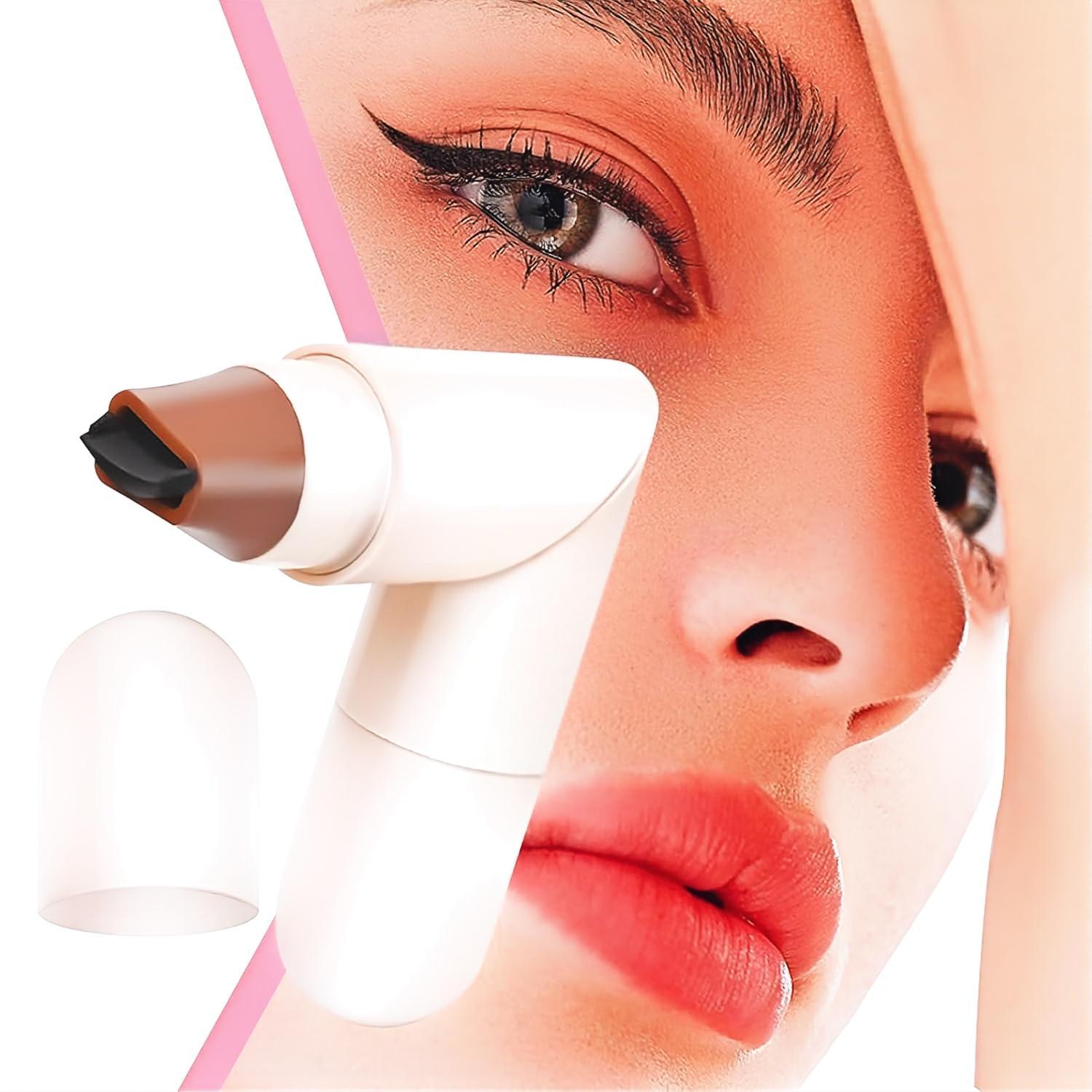 Rotating eyeliner stamp pen — dual-ended design with cat-eye stamp, quick color payoff, long-lasting smudge resistance, easily creates 3D wing lines, all-day wear without smudging; liquid eyeliner pen