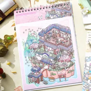 20 Sheets/book Miniature Landscape Sticker Book, Art Stickers, Classical Style Building Theme, Perfect Holiday Birthday Gift, Decorative Craft Material