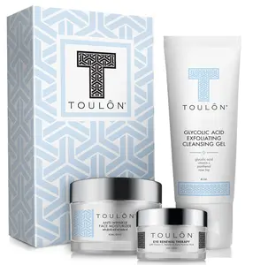 Skin Care Kit with Glycolic Acid Face Cleanser, Alpha Hydroxy Acid Moisturizer & Eye Cream for Dark Circles. Gift Set Kit for Women & Men