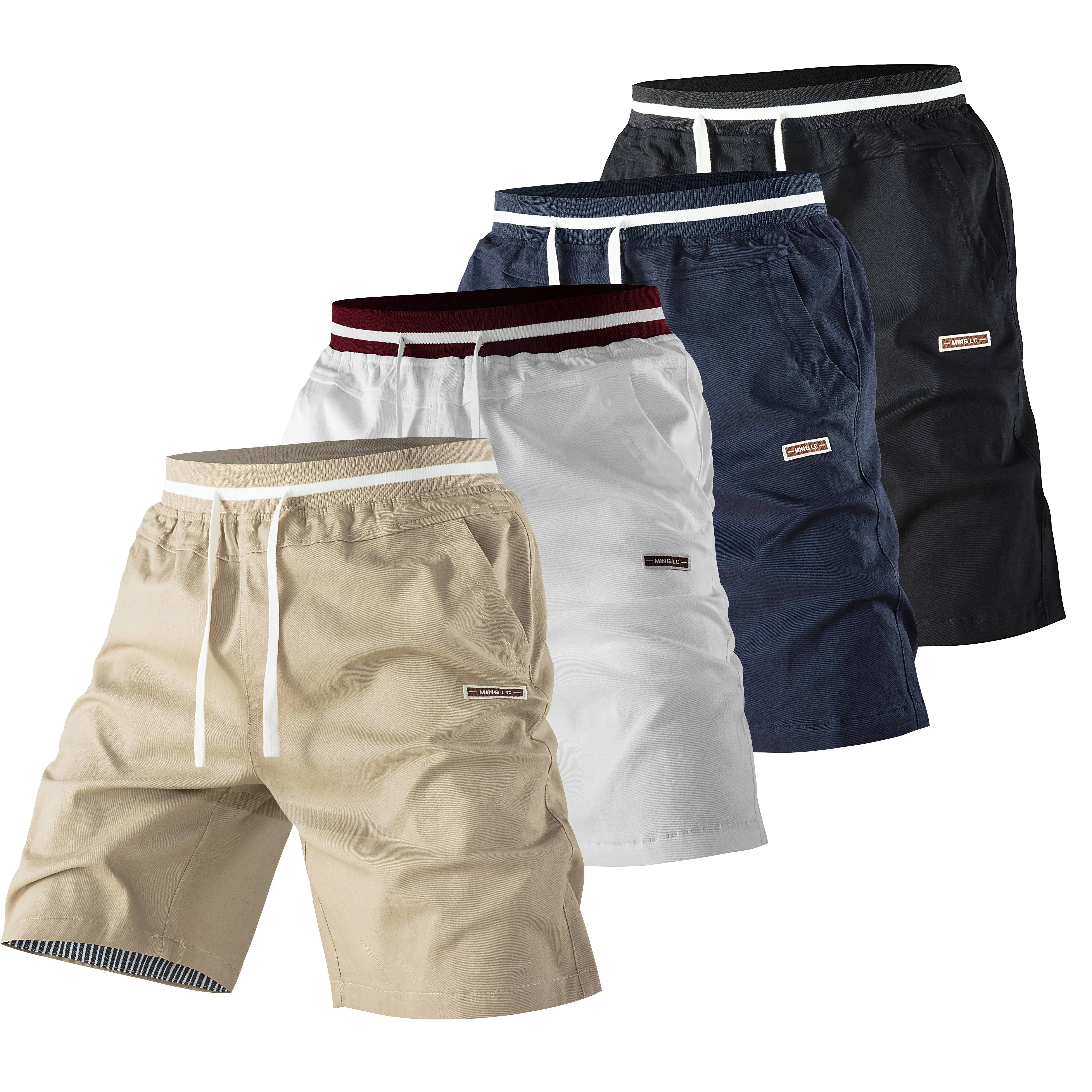 Men Elastic Drawstring Waist Casual Twill Shorts Relaxed Straight Fit Sports Bermuda Shorts With Multi Deep Pockets Lightweight Breathable Quick Dry Soft Comfort Daily Running Walking Outdoor Streetwear Shorts For Male