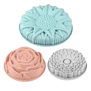 3 Pack Flower Shape Silicone Cake Molds, Large Round Nonstick Baking Molds for Cake Bread Pie Tart, Reusable Bakeware Set Rose Chrysanthemum Sunflower, Mother’s Day Gift, Father’s Day Gift