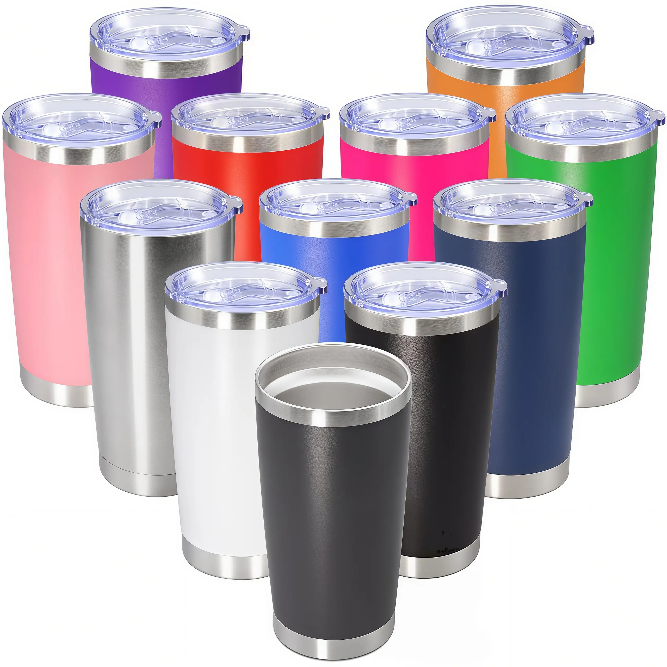 LMMAKE 2PCS 20oz Insulated Stainless Steel Vacuum Flask Tumblers - Silicone Lid, Double-Wall Design, Powder Coated, Lightweight Wide Mouth, Portable Kitchenware Drinkware, Hot & Cold Retention