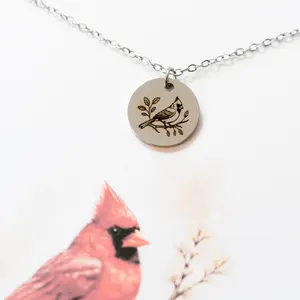 Cardinal Necklace Sympathy Gift - Memorial Jewelry - Cardinal Charm Necklace - Remembrance Gift Gold Silver Cardinal With Greeting Card