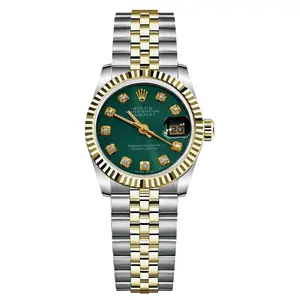 ROLEX Lady-Datejust Ref. 69173 26MM Automatic Custom Green Dial Fluted Bezel Stainless Steel & 18K Yellow Gold Ladies Watch WHP042409