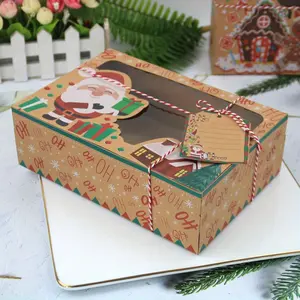 [holiday gifts][christmas gift] 24pcs Christmas Cookie Gift Box Set with PVC Window - Kraft Paper Gingerbread and Candy Boxes for Holiday Party Favors
