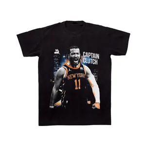 CAPTAIN CLUTCH Jalen Brunson Tee, Bootleg Knickerbockers Shirt,90s Style Oversized Streetwear, Vintage Basketball Gift