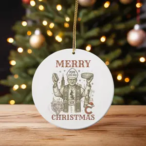 Ceramic Ornament, Pope Leo XIV Chicago Christmas Ornament, One-Sided Holiday Decor, Xmas Ornament, Malort and Pizza Papal Gift, American Pope