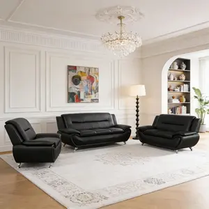 Leather Couch Set for Living Room，Faux Leather Sofa Set 3 Piece with 3 Seater Sofa，2 Seater Loveseat，Armchair for Living Room/House/Bedroom/Office/Apartment