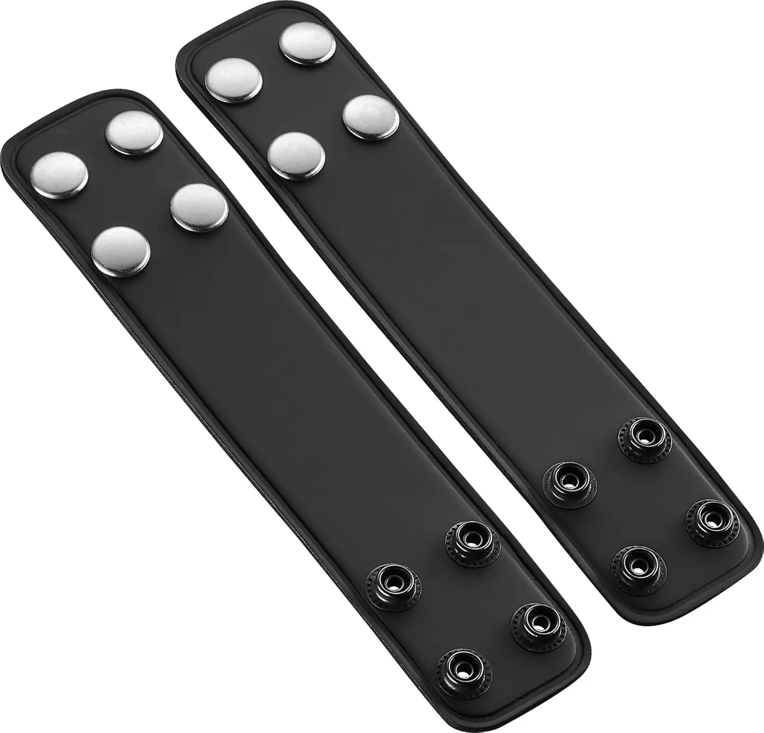 Law Enforcement Duty Belt Keepers, 2-Pack Genuine Drum Dyed Leather, 1.75-in Double Width with Double Silver Snaps, Fits 2 1/4-in Wide Belts, 2 1/4 Inch