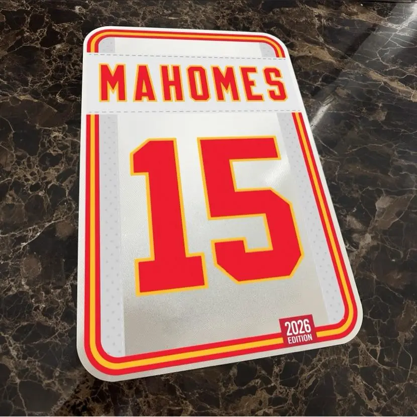 12” x 18” Reflective Aluminum Jersey Sign Mahomes 15 2026 Edition Sports Memorabilia