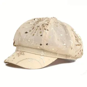 Women's Y2K Mesh Beret Hat, Lightweight Breathable Vintage Painter Cap, Trendy Streetwear Casual Hat for Daily Outdoor Parties Travel
