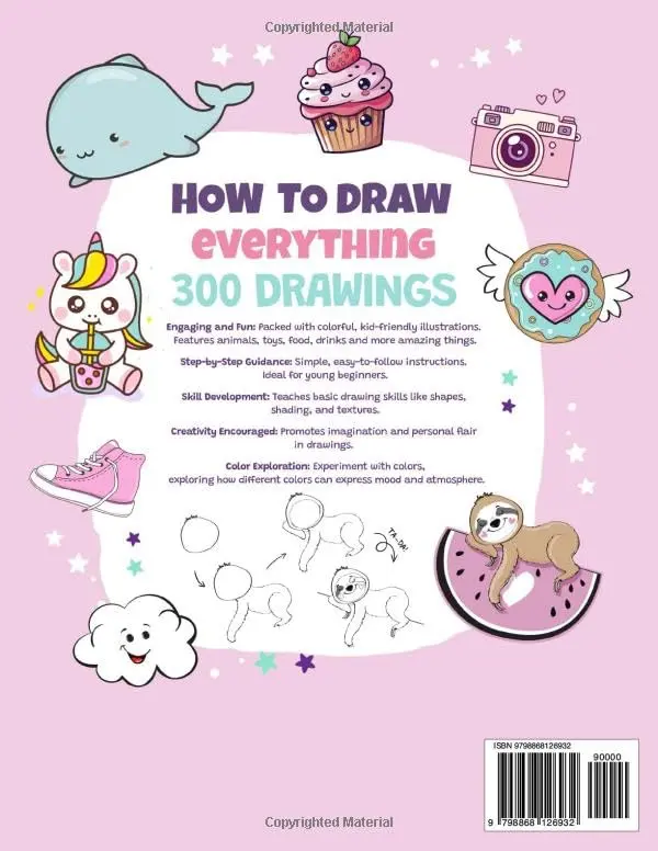 Spark Kids' How To Draw Everything Art Book - 10-12 Years Beginners' Children's Literature & Art Book, 300 Step-by-Step Drawings (Animals, Food), Cute Illustrations, Builds Confidence, Screen-Free Creative Time, Great Gifts for Birthdays/Holidays, Animals