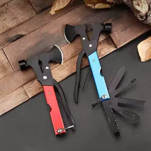 Outdoor Multi Functional Camping Axe with Pliers Hammer Combo Folding Tool for Home Car Hiking Hunting Emergency Survival