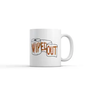Wiped Out Mug Funny Sarcastic Toilet Paper Graphic Novelty Coffee Cup - 11oz Funny Coffee Mugs Ceramic Printed Drinkware Cup