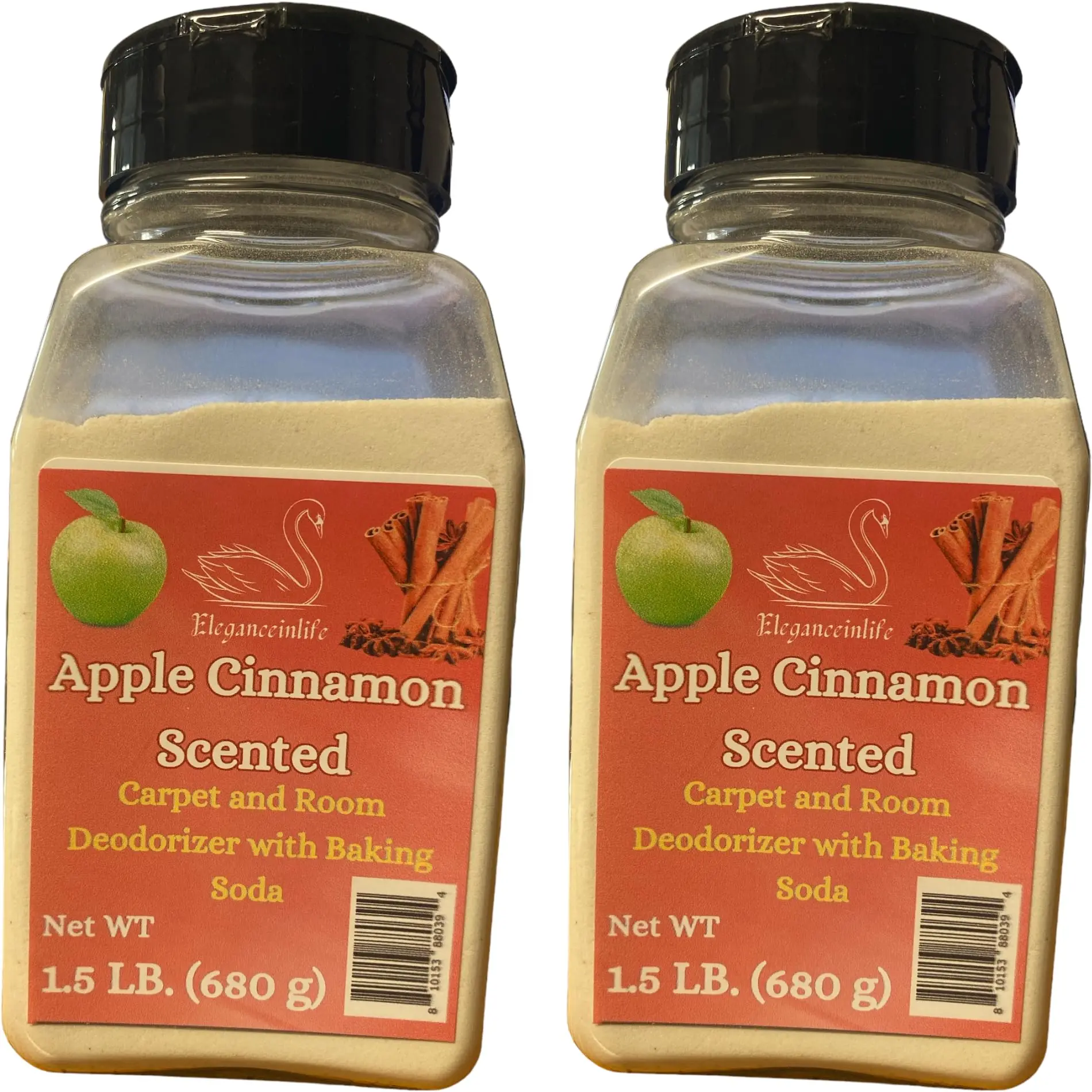 Eleganceinlife Apple Cinnamon-Scented Carpet and Room Deodorizer With Baking Soda 1.5 LB (680g) Each Pack of 2 Household Perfume