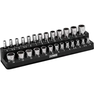 70233-26-Piece 1/4-Inch Metric Magnetic Socket Organizer - Holds 13 Standard Size and 13 Deep Size Sockets - Keeps Your Box Organized