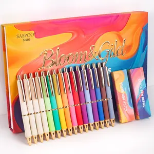 SASPOO Gel Pens, Assorted Colors, 0.7mm Medium Point, Comfortable Grip,Bloom&Gild Series, 16 Count with 24 Refills, Smooth Writing