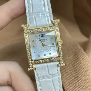 Hermes Vintage Quartz Gold Plated 26mm Custom White MOP & Diamond 22385941
