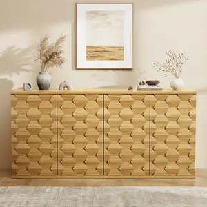 MIIFUNY Buffet Cabinet with Storage, 2 Pack Modern Accent Sideboard Console Table with Doors & Shelves, 31.5" Credenza Storage Cabinet for Dining Room, Kitchen, Living Room, Entryway (Natural)
