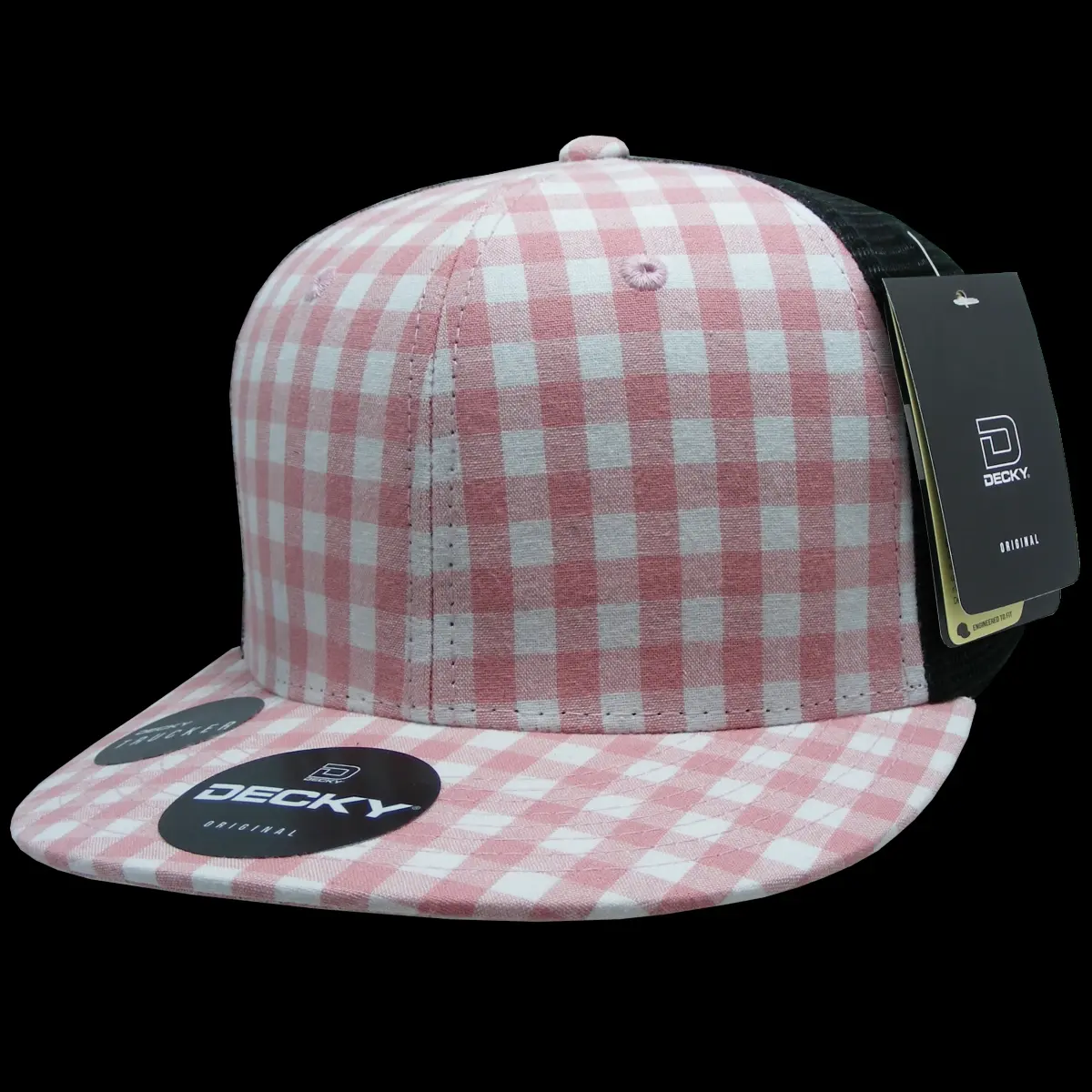 212 MAIN Unisex Black Snapback Hat - Cotton-Nylon 6-Panel High Crown Structured Plaid Trucker Mesh Hats, Style 6016-144, 1 Size Fits Most