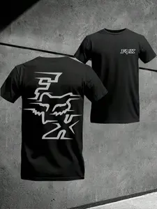 Men's Vintage Fox Pattern Cotton Round Neck T-Shirt, Casual Graphic Design Fitted Long Sleeve Top, Fall Winter Party Wear, Valentine's Day Gift